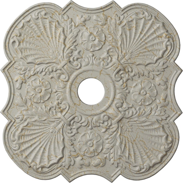 Ekena Millwork Flower Ceiling Medallion (Canopies up to 6 1/4"), 29"OD x 3 5/8"ID x 1 3/8"P, Pot of Cream Crackle CM29FWPCC - main